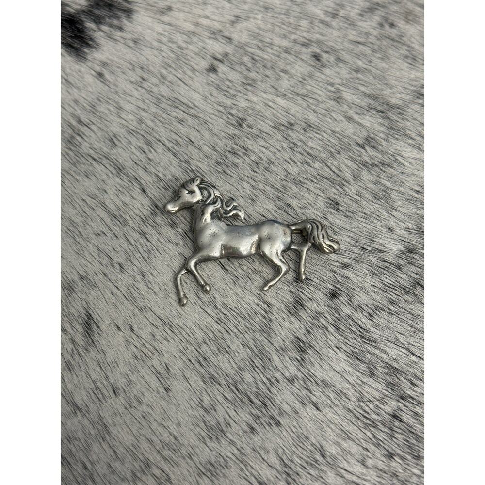 Vtg Native Sterling Silver Running Horse Mustang Unicorn Equestrian Pin Brooch - Picture 2 of 11